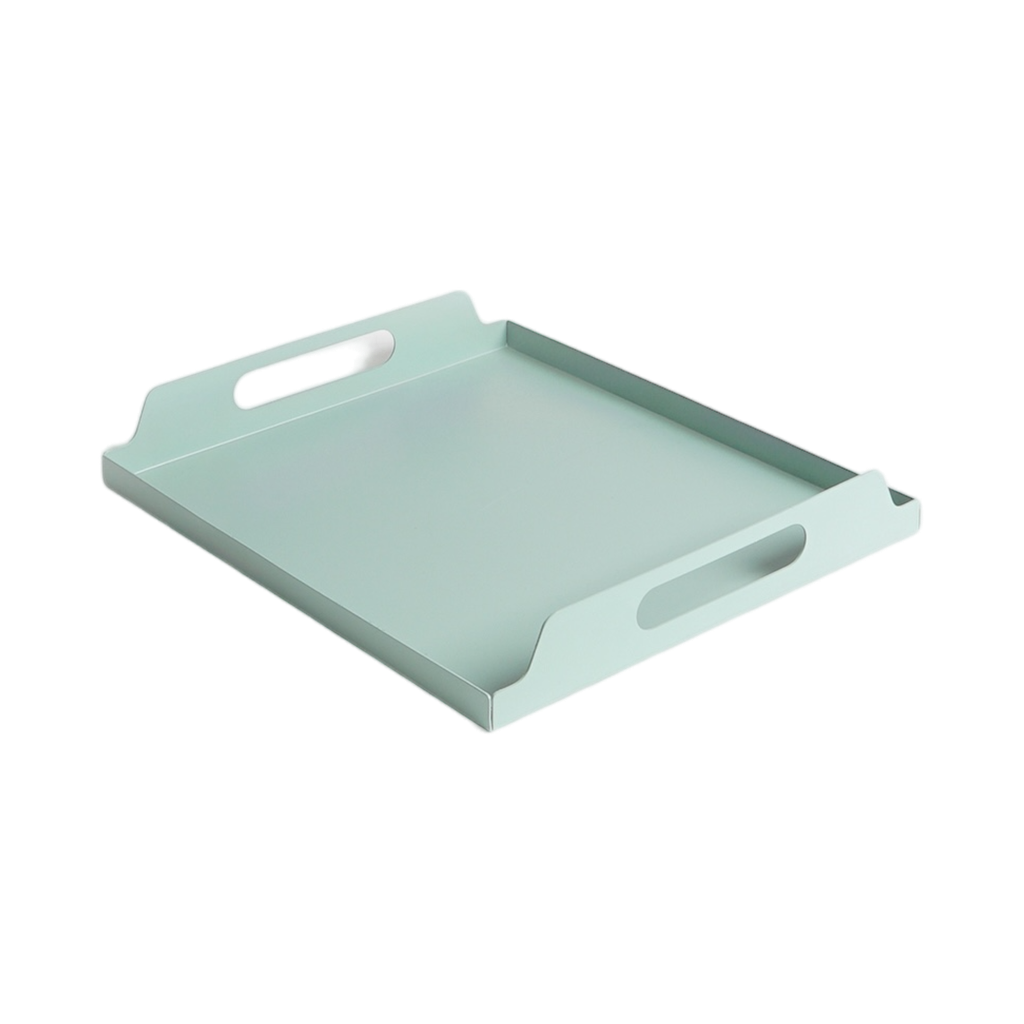 Metal Tray With Handle-Green-35X30X5Cm