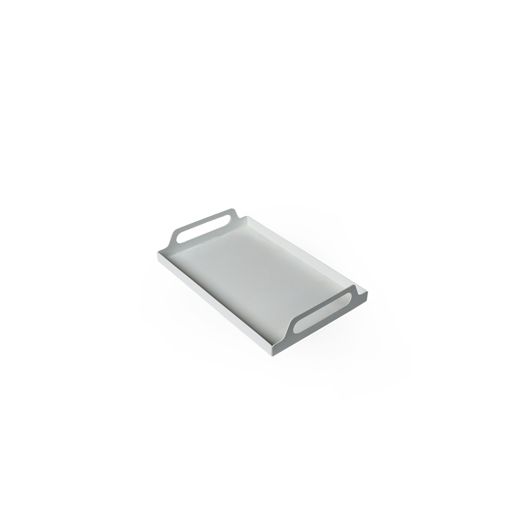 Metal Tray With Handle-White Color-White-30X19.5X5Cm
