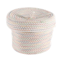 Cotton Rope Basket With Lid-White+ Multy-25X25X20Cm