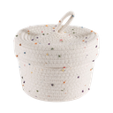 Cotton Rope Basket With Lid-White+ Multy-20X20X15Cm