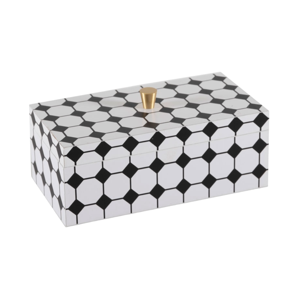 Mdf Box-White Black-18X9.5X8.2Cm