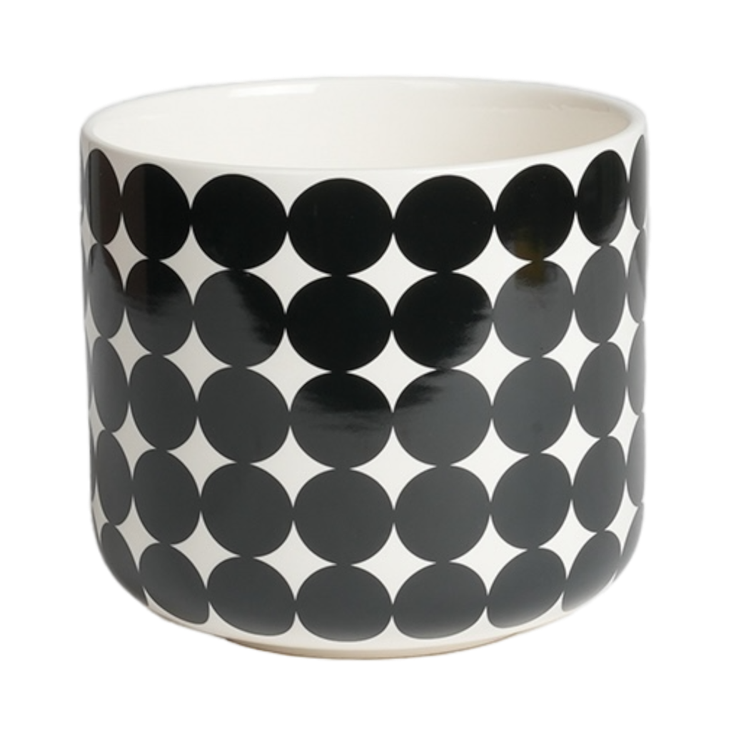 Ceramic Pot-White Black-14.2X14.2X13Cm