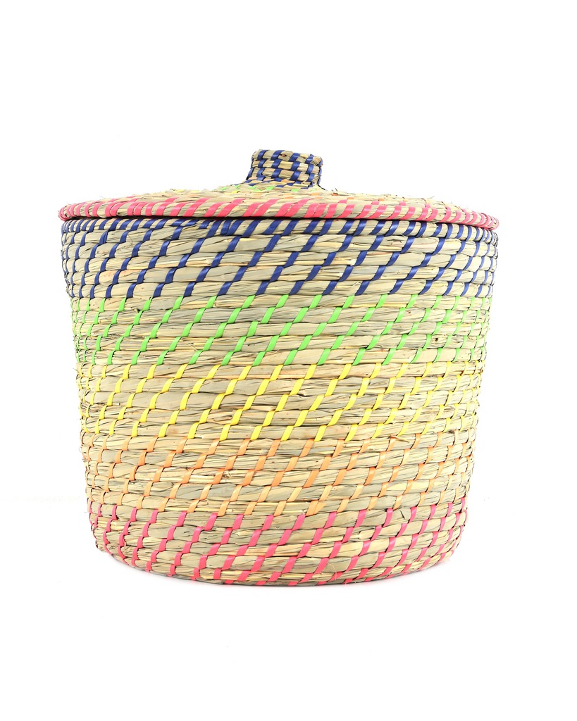 WOVEN BASKET WITH LID-L