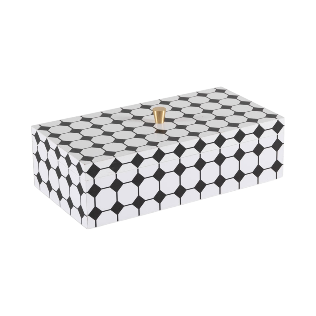 Mdf Box-White Black-24X12.4X8.5Cm
