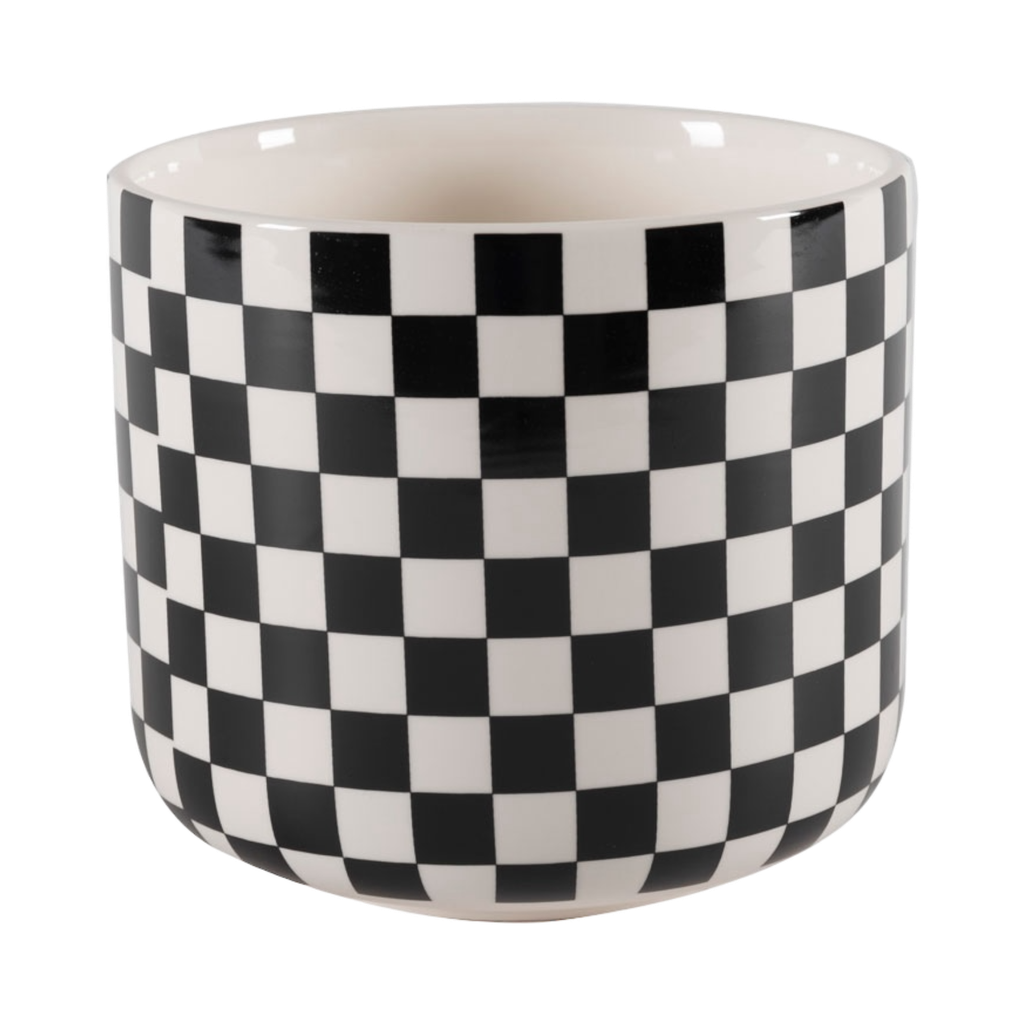 Ceramic Pot-White Black-14.2X14.2X13Cm