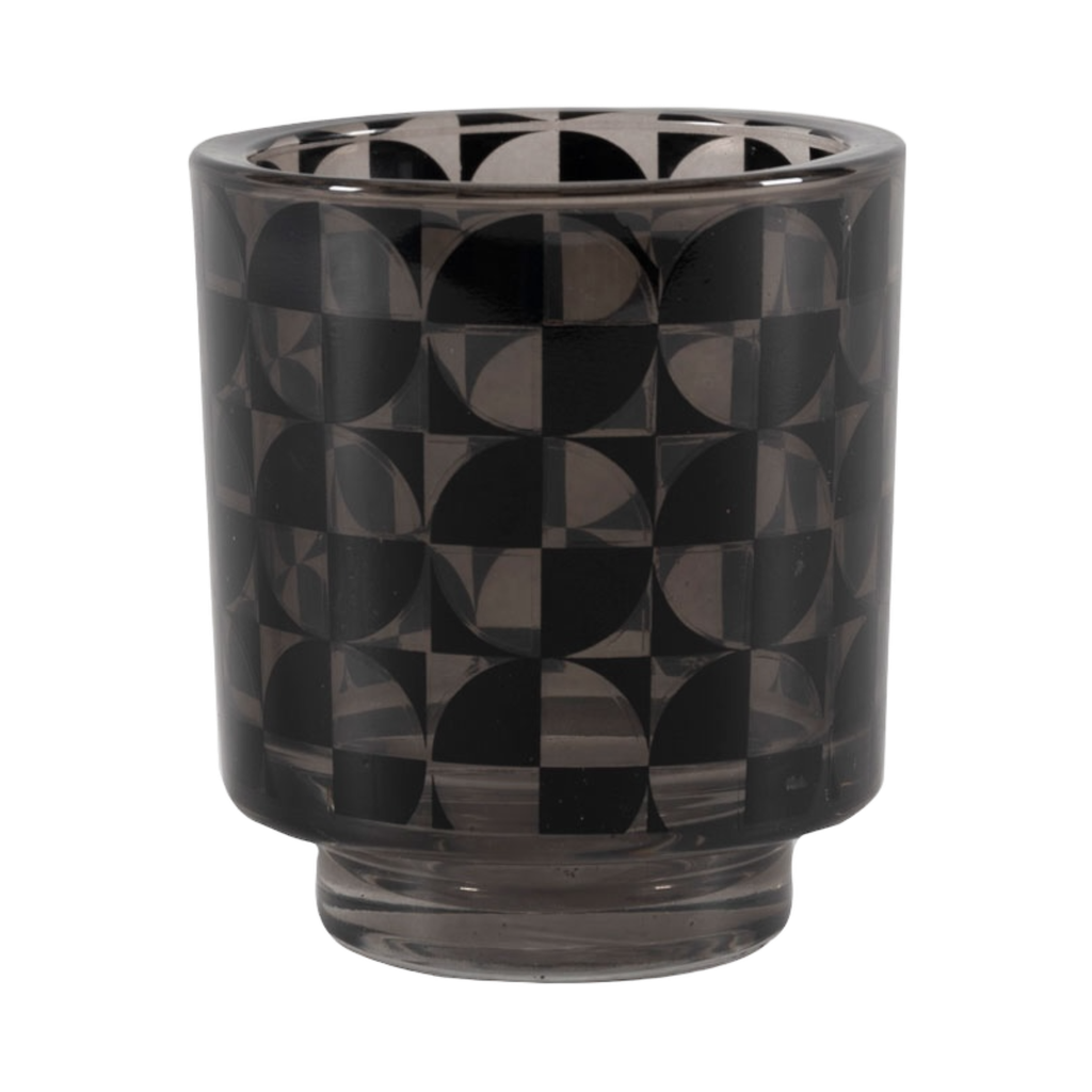 Glass Candle Holder-Black-9X9X10Cm