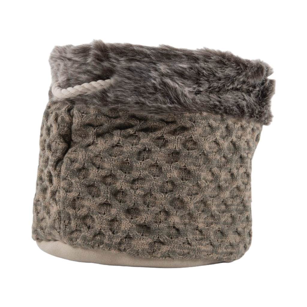 Faux fur with Knitting hamper 30xH30cm