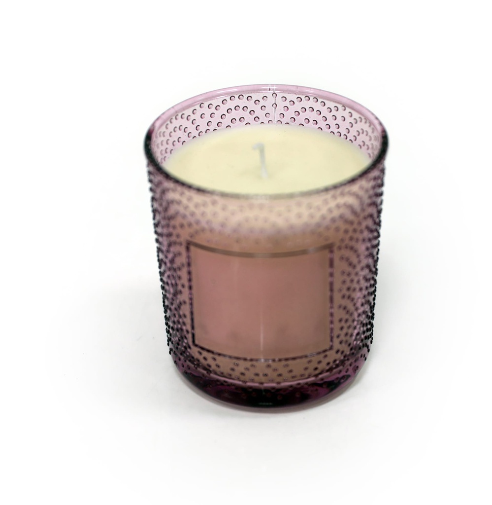 GLASS CUP WITH WAX INSIDE-LIGHT PURPLE-WHITE