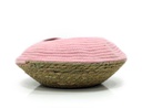FABRIC AND STRAW WOVEN BASKET-L-PINK-NATRUAL